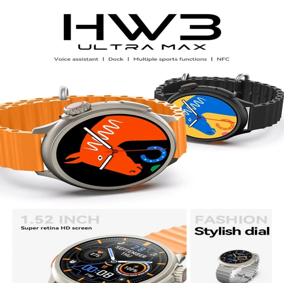 Smartwatch Acuatico HW3 Ultra Max Negro